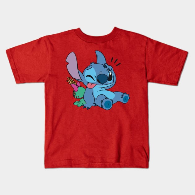 Stitch and Doll Kids T-Shirt by Nykos